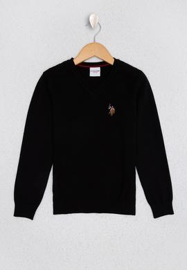 Erkek Çocuk Siyah Bisiklet Yaka Triko Kazak - 50209467037