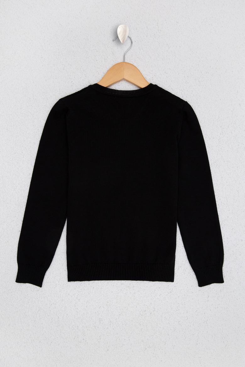 Erkek Çocuk Siyah Bisiklet Yaka Triko Kazak - 50209467037