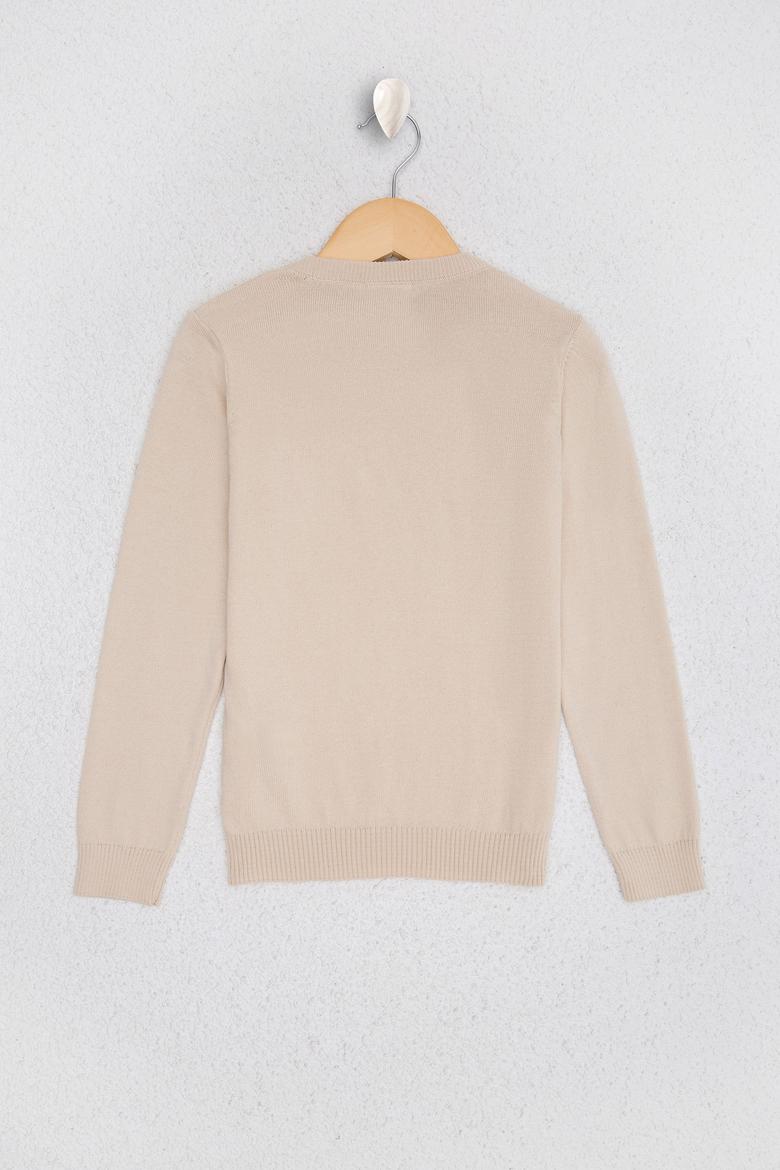 Kız Çocuk Beyaz Triko Kazak Basic - 50210678007