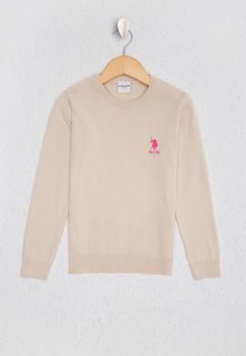 Kız Çocuk Beyaz Triko Kazak Basic - 50210678007