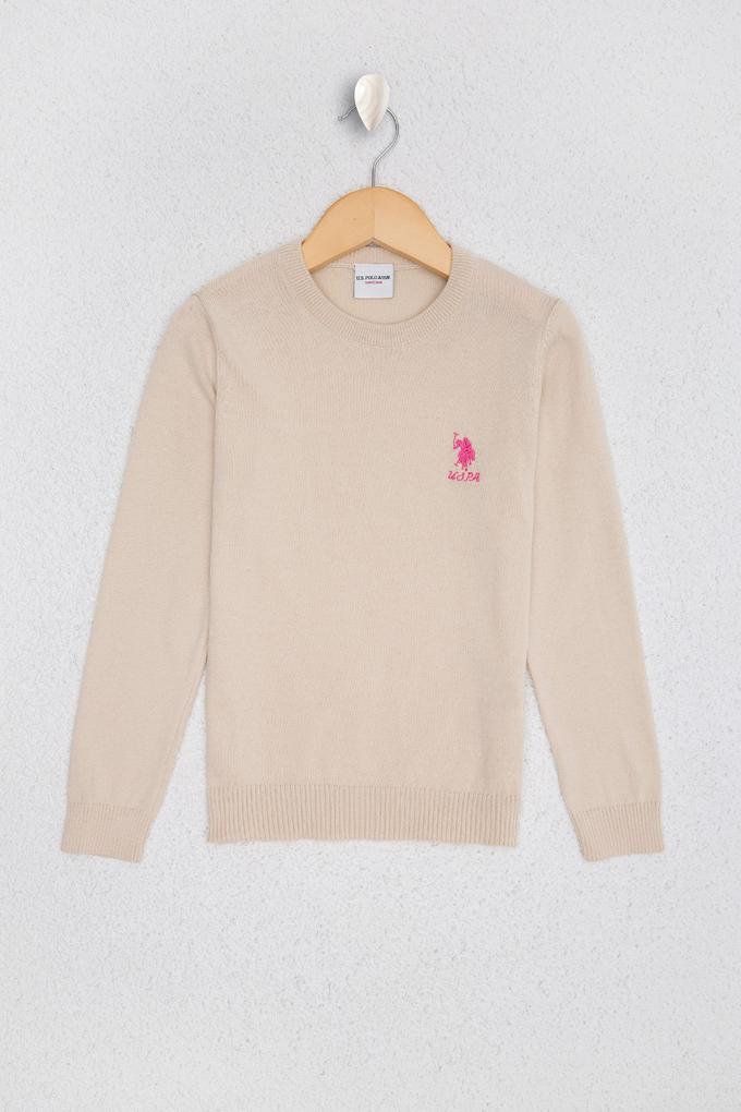 Kız Çocuk Beyaz Triko Kazak Basic