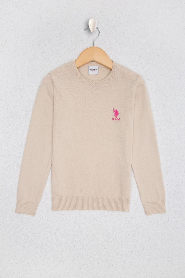 Kız Çocuk Beyaz Triko Kazak Basic