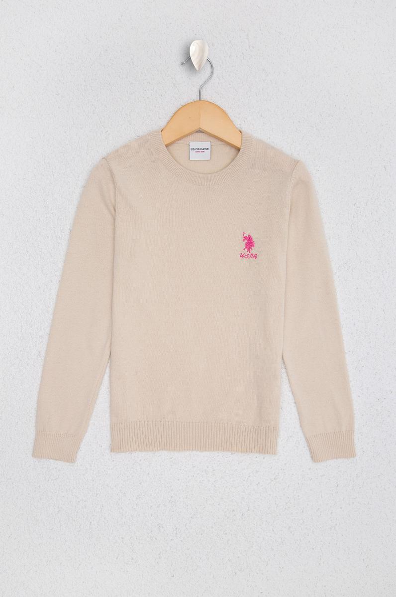 Kız Çocuk Beyaz Triko Kazak Basic