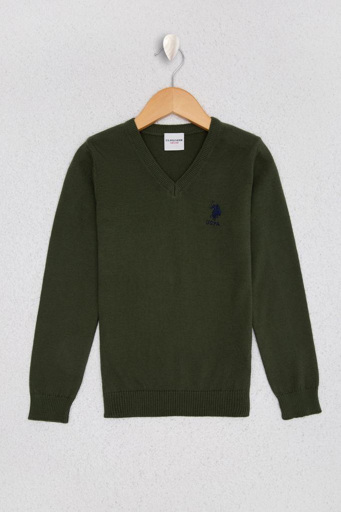 Erkek Çocuk Yeşil Triko Kazak Basic