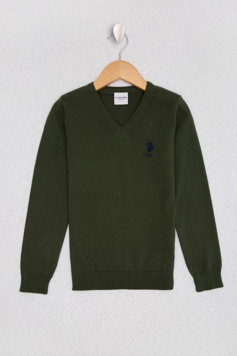 Erkek Çocuk Yeşil Triko Kazak Basic