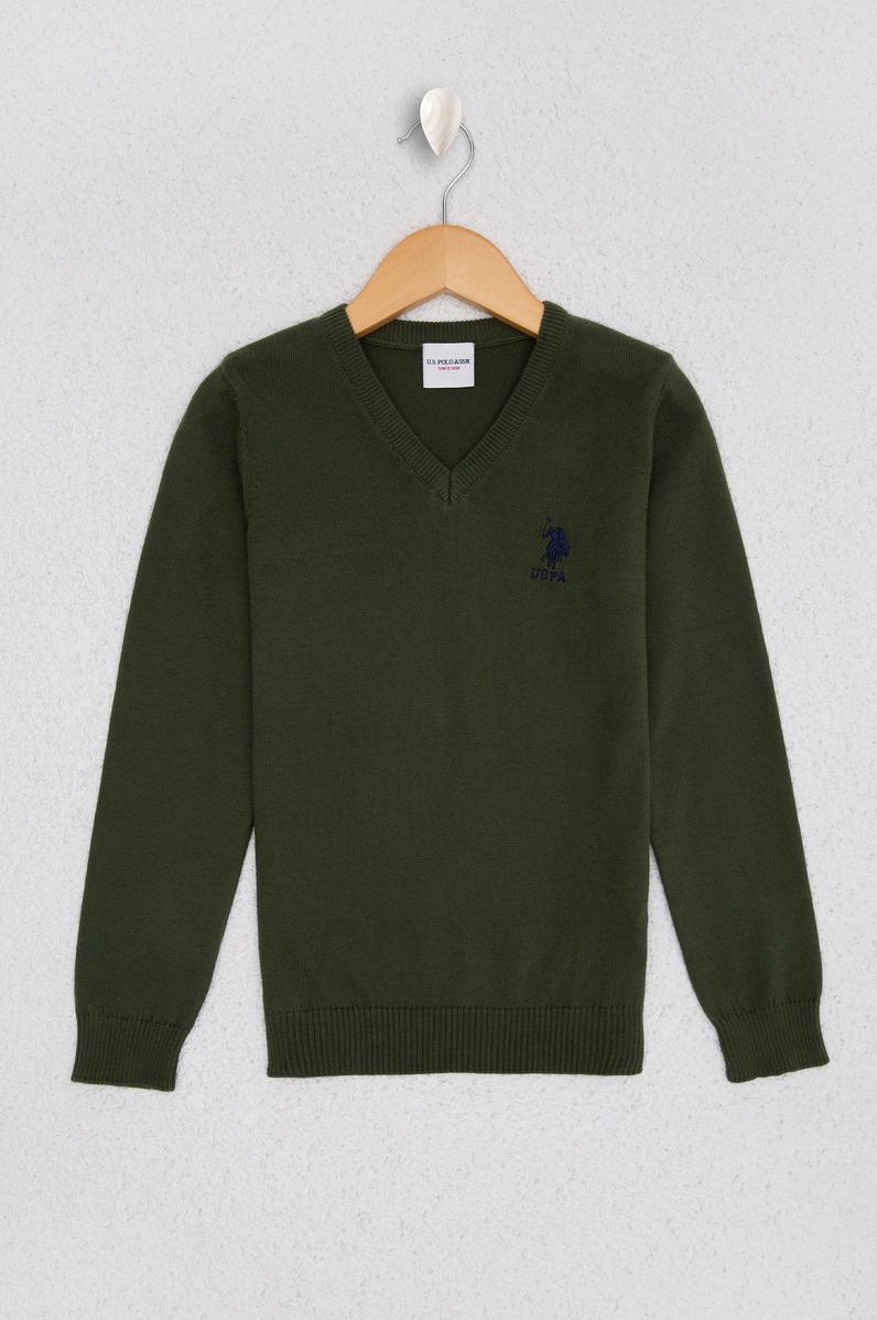 Erkek Çocuk Yeşil Triko Kazak Basic