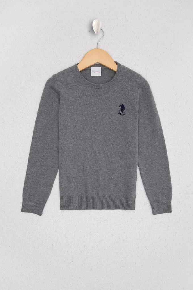 Erkek Çocuk Gri Triko Kazak Basic