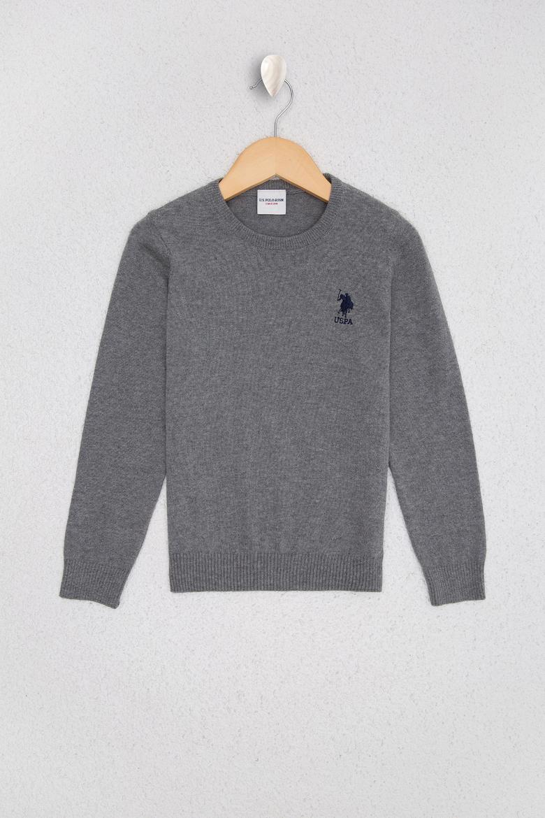 Erkek Çocuk Gri Triko Kazak Basic