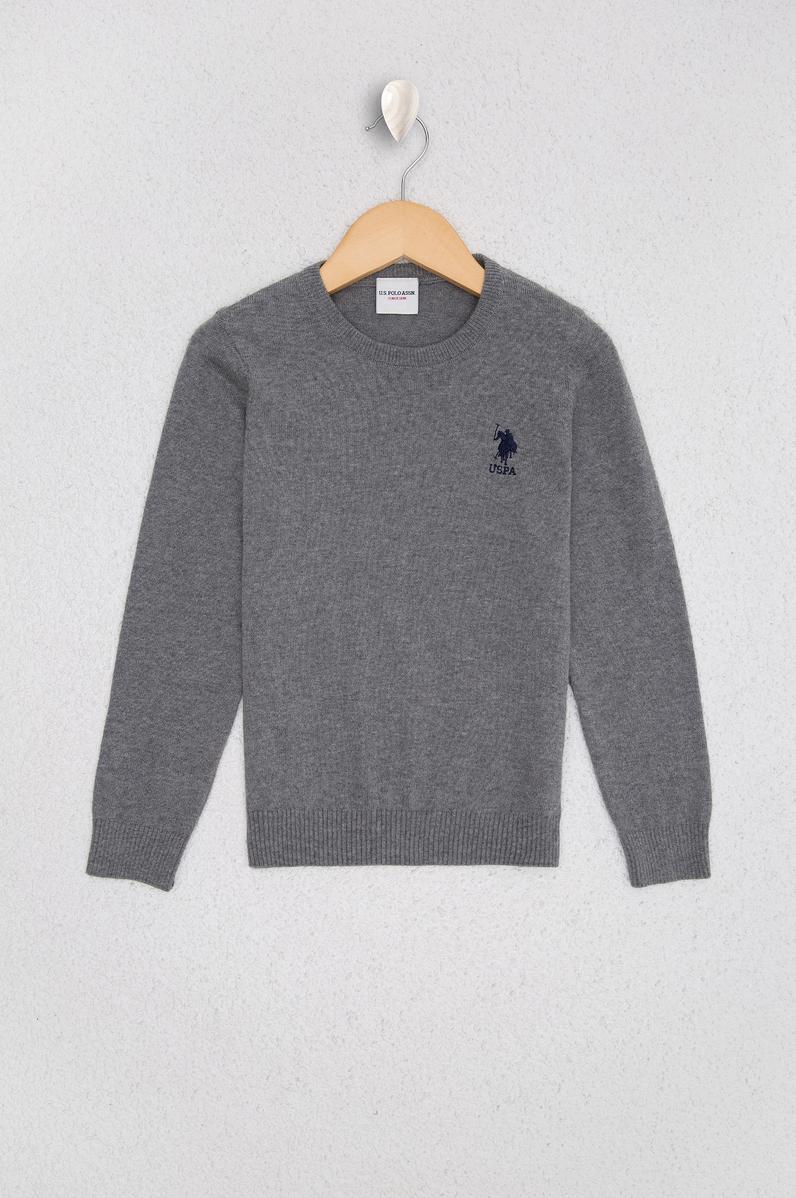 Erkek Çocuk Gri Triko Kazak Basic