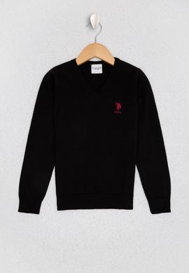 Erkek Çocuk Siyah V Yaka Triko Kazak Basic - 50210681050