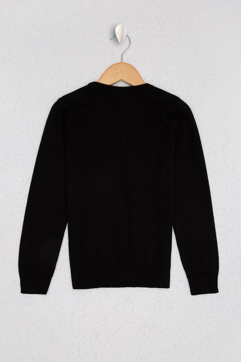 Erkek Çocuk Siyah V Yaka Triko Kazak Basic - 50210681050