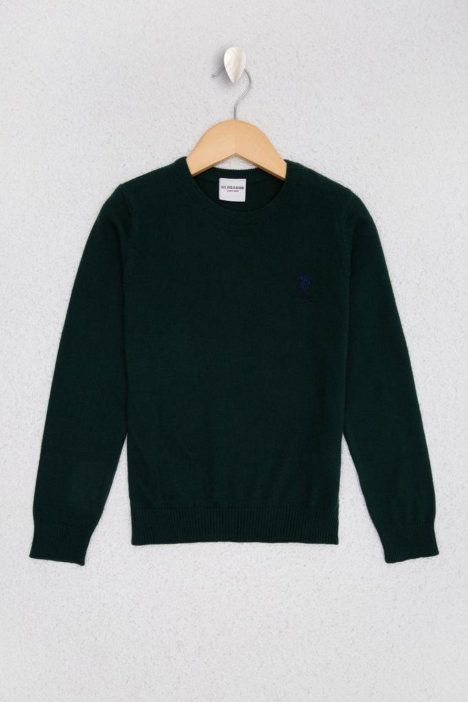 Erkek Çocuk Yeşil Bisiklet Yaka Triko Kazak