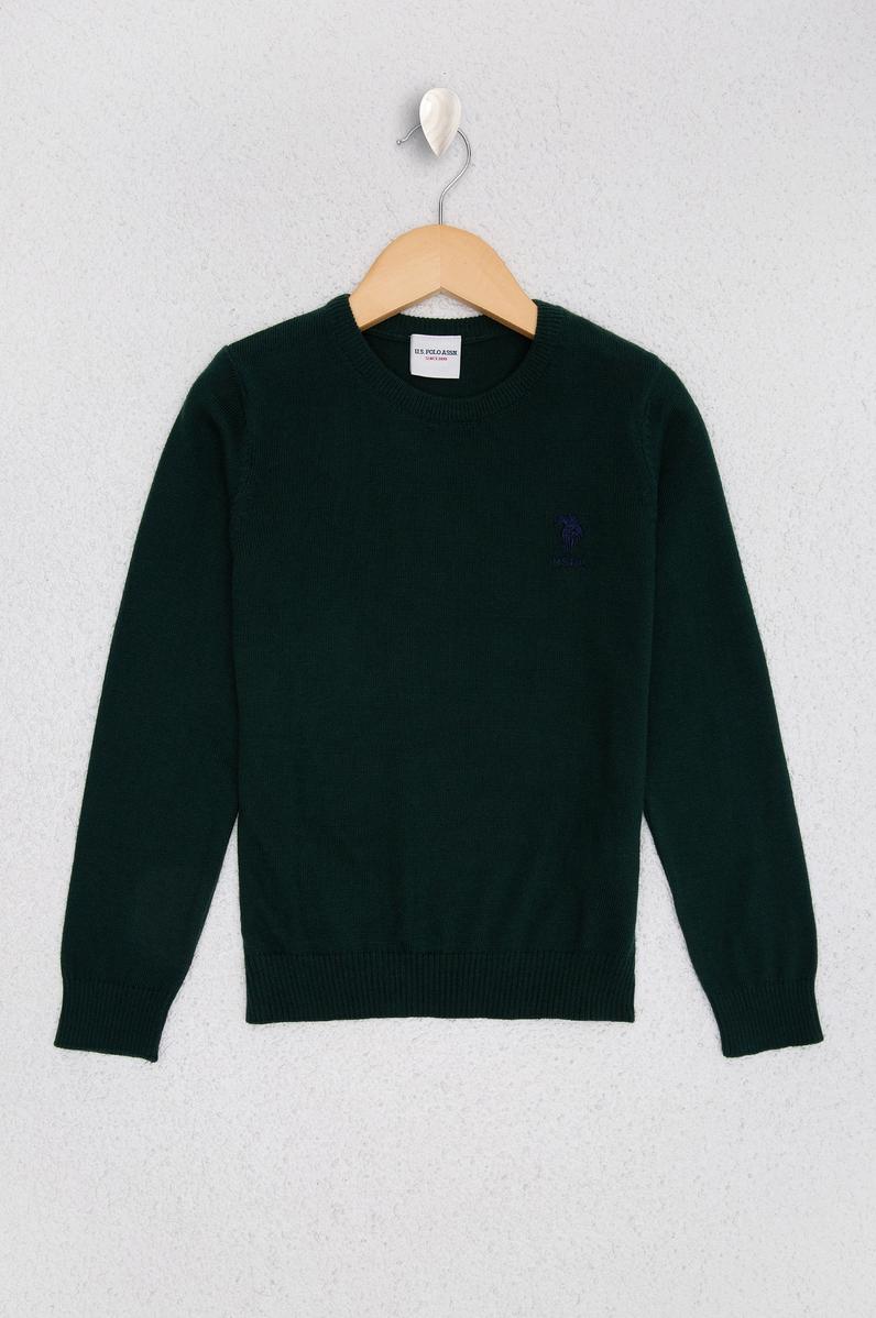 Erkek Çocuk Yeşil Bisiklet Yaka Triko Kazak