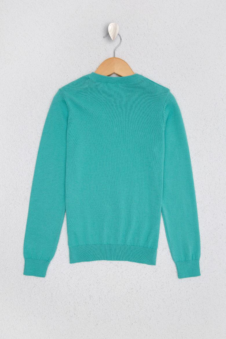 Kız Çocuk Yeşil Triko Kazak Basic - 50210678042