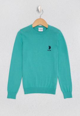 Kız Çocuk Yeşil Triko Kazak Basic - 50210678042