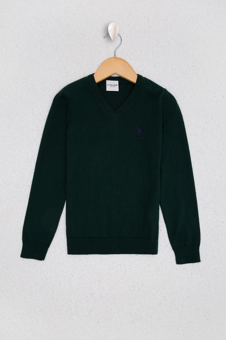 Erkek Çocuk Yeşil Bisiklet Yaka Triko Kazak