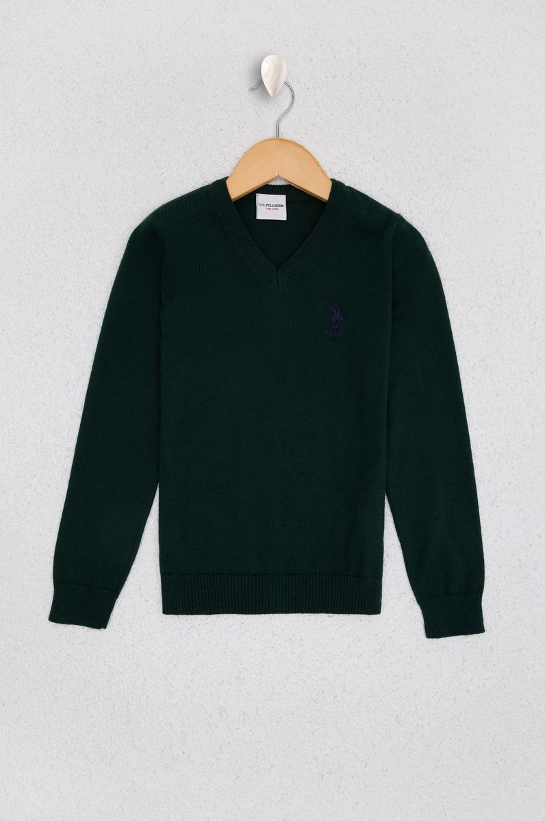 Erkek Çocuk Yeşil Bisiklet Yaka Triko Kazak