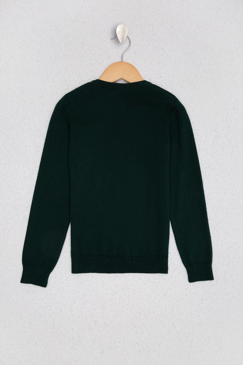 Erkek Çocuk Yeşil Bisiklet Yaka Triko Kazak - 50210681091