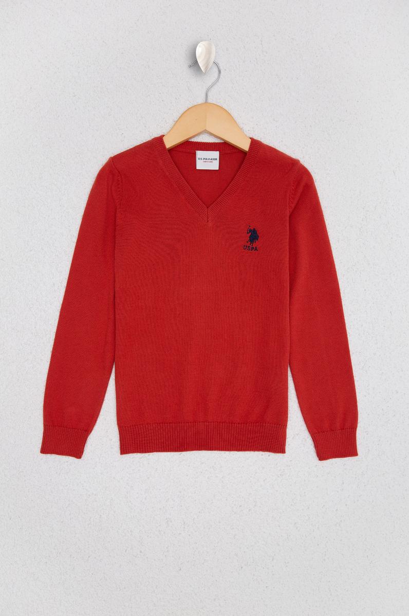 Erkek Çocuk Kırmızı Triko Kazak Basic