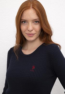 Kadın Lacivert Triko Kazak Basic - 50224703016