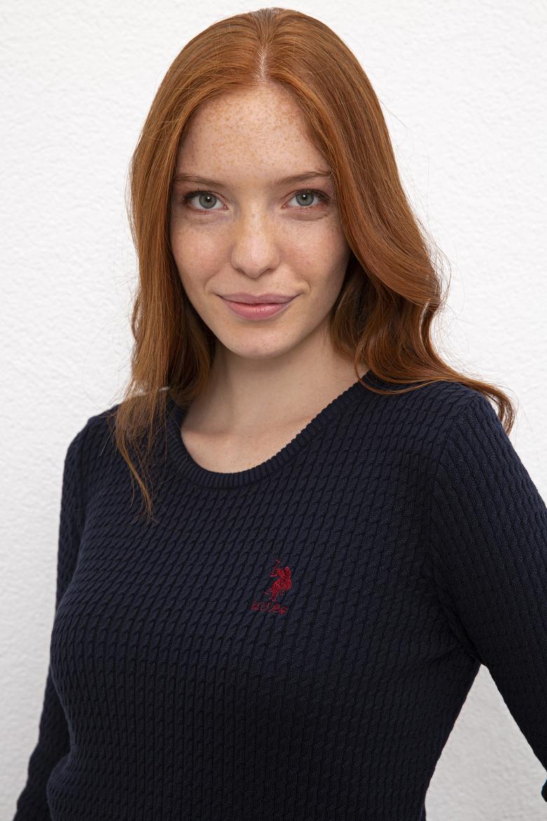 Kadın Lacivert Triko Kazak Basic - 50224703016