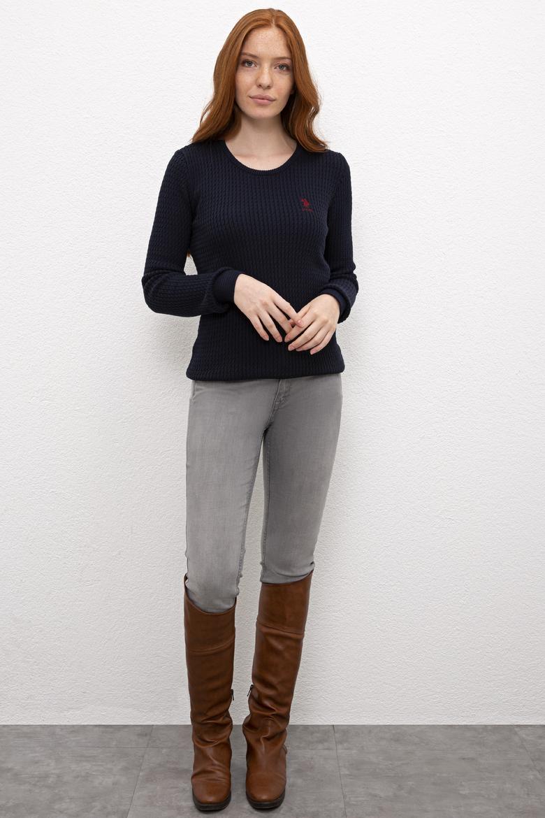 Kadın Lacivert Triko Kazak Basic - 50224703016