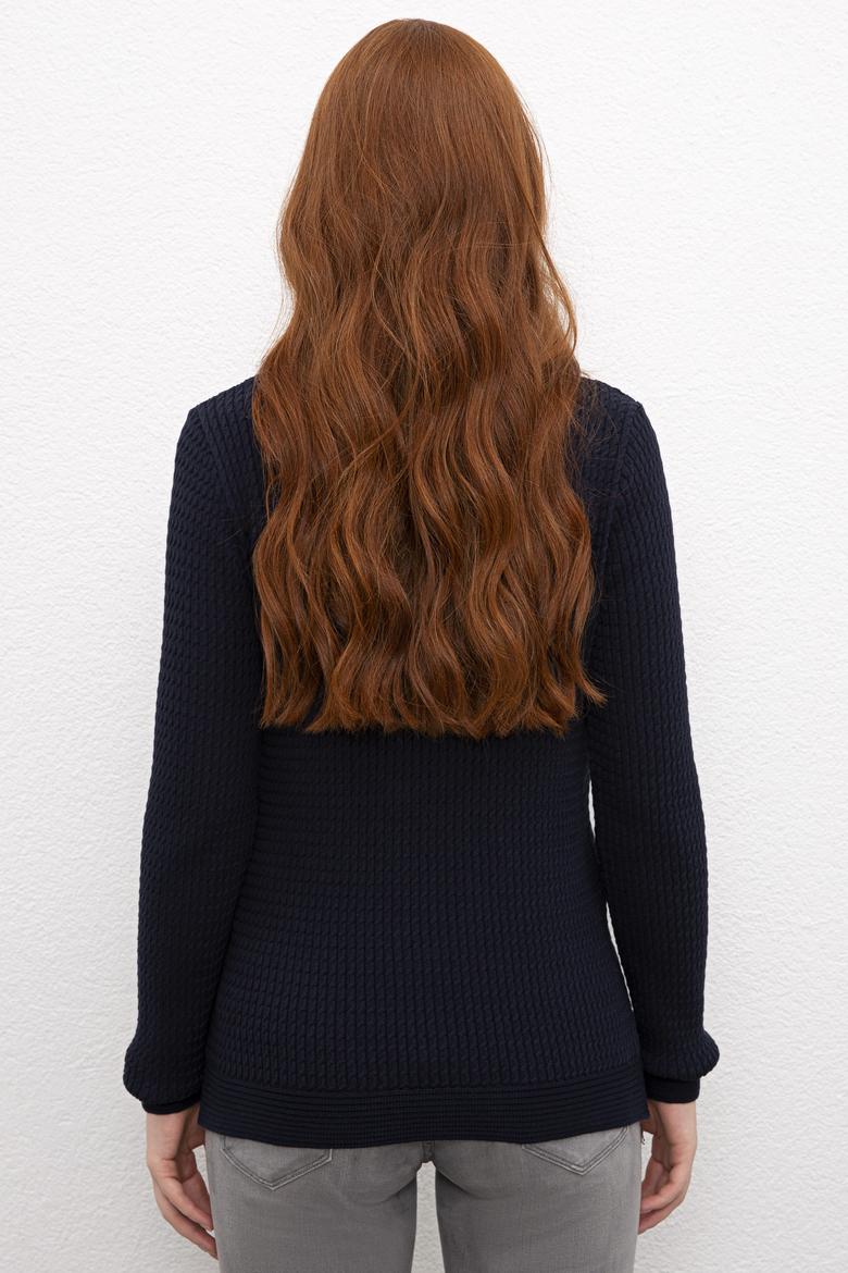 Kadın Lacivert Triko Kazak Basic - 50224703016