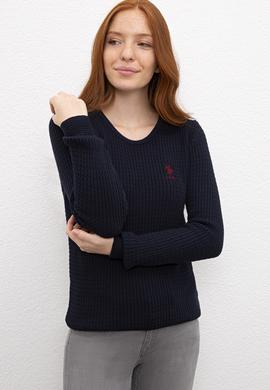 Kadın Lacivert Triko Kazak Basic - 50224703016