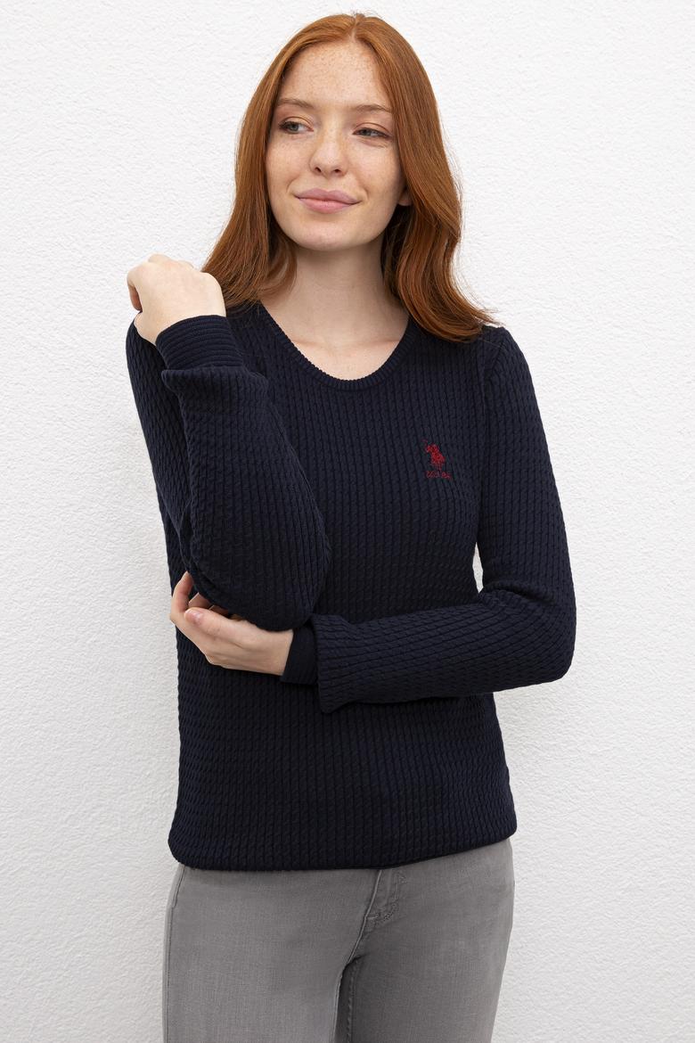 Kadın Lacivert Triko Kazak Basic