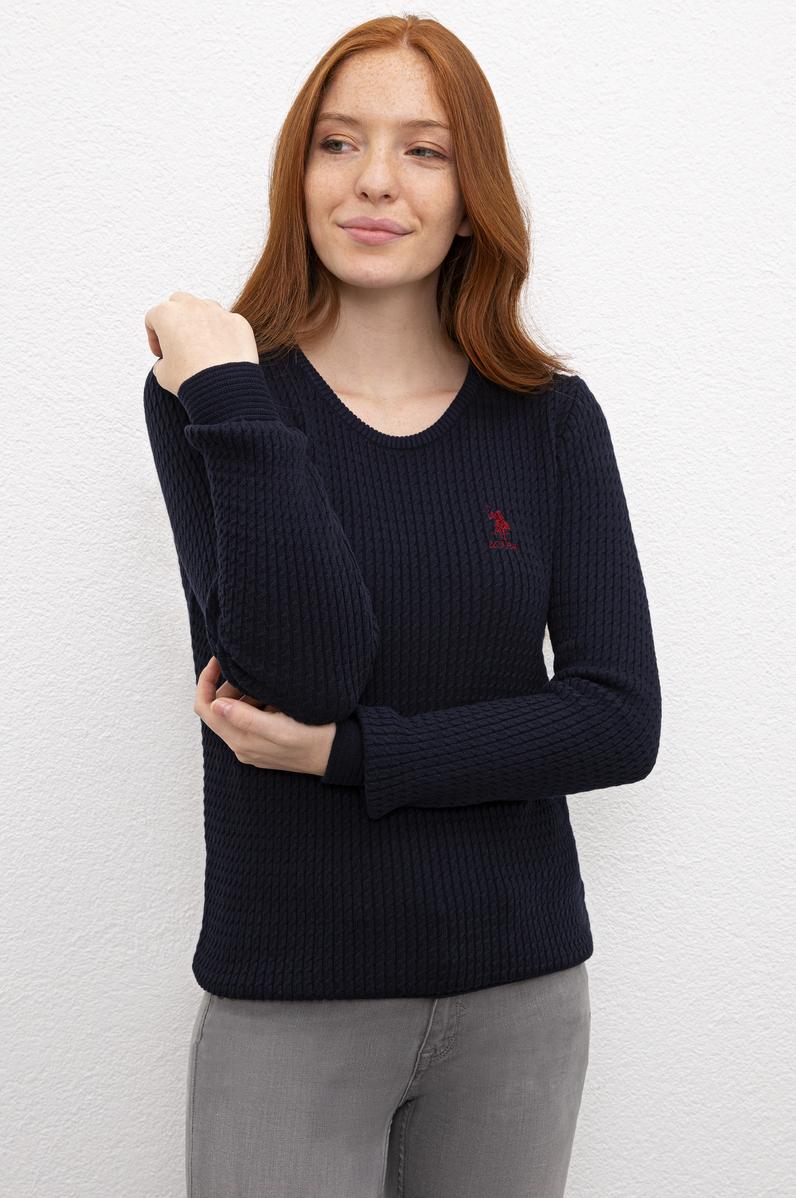 Kadın Lacivert Triko Kazak Basic