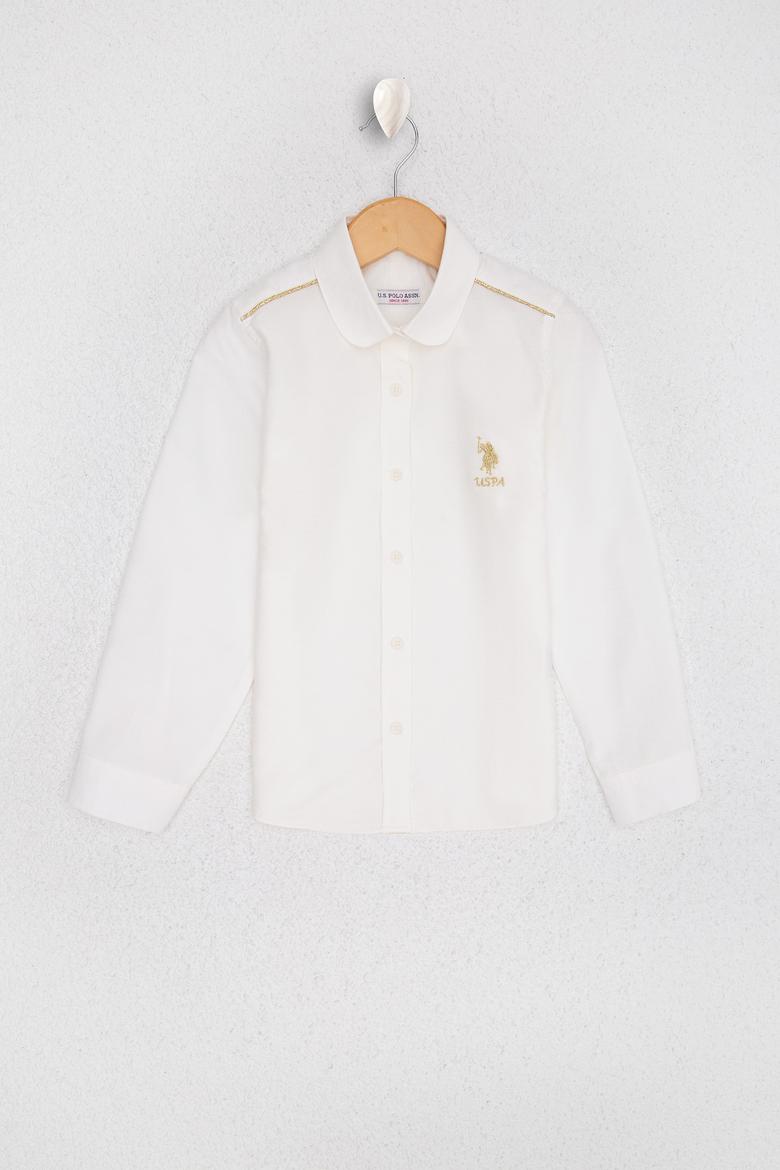 Kız Çocuk Beyaz Gömlek Uzunkol