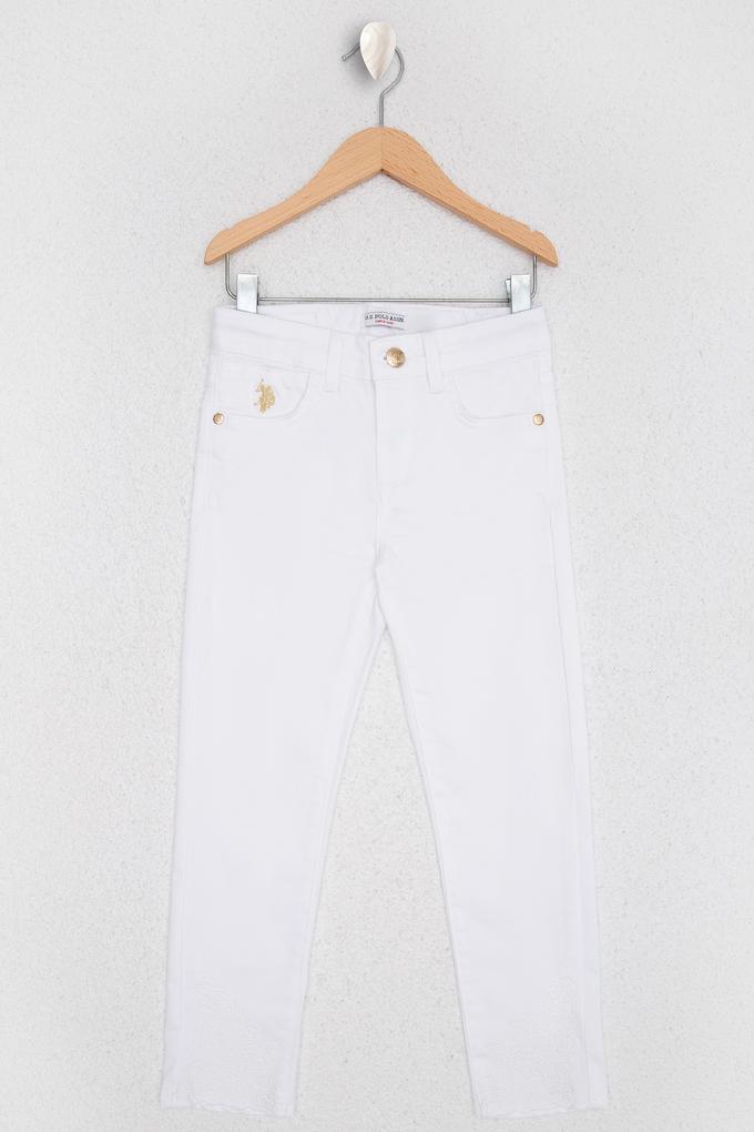 Kız Çocuk Beyaz Kanvas Pantolon