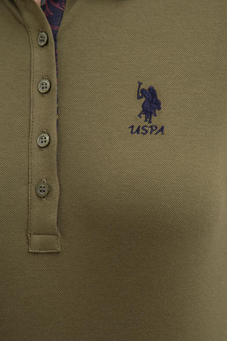 Kadın Koyu Haki Basic Polo Yaka Sweatshirt - 50205969061