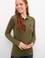Kadın Koyu Haki Basic Polo Yaka Sweatshirt