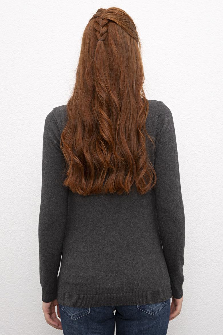 Kadın Antrasit Basic Kazak - 50206420027