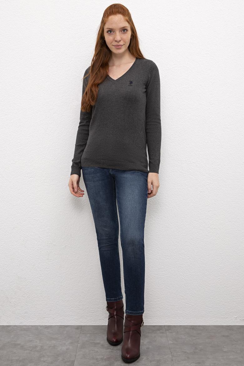 Kadın Antrasit Basic Kazak - 50206420027