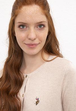 Kadın Bej Basic Triko Hırka - 50206444005