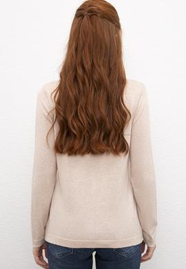 Kadın Bej Basic Triko Hırka - 50206444005