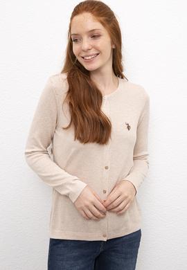 Kadın Bej Basic Triko Hırka - 50206444005