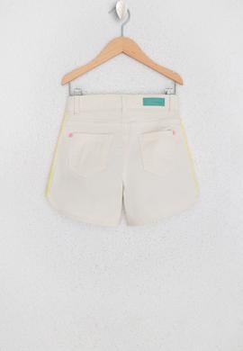 Kız Çocuk Ekru Şeritli Dokuma Bermuda Capri - 50218383003