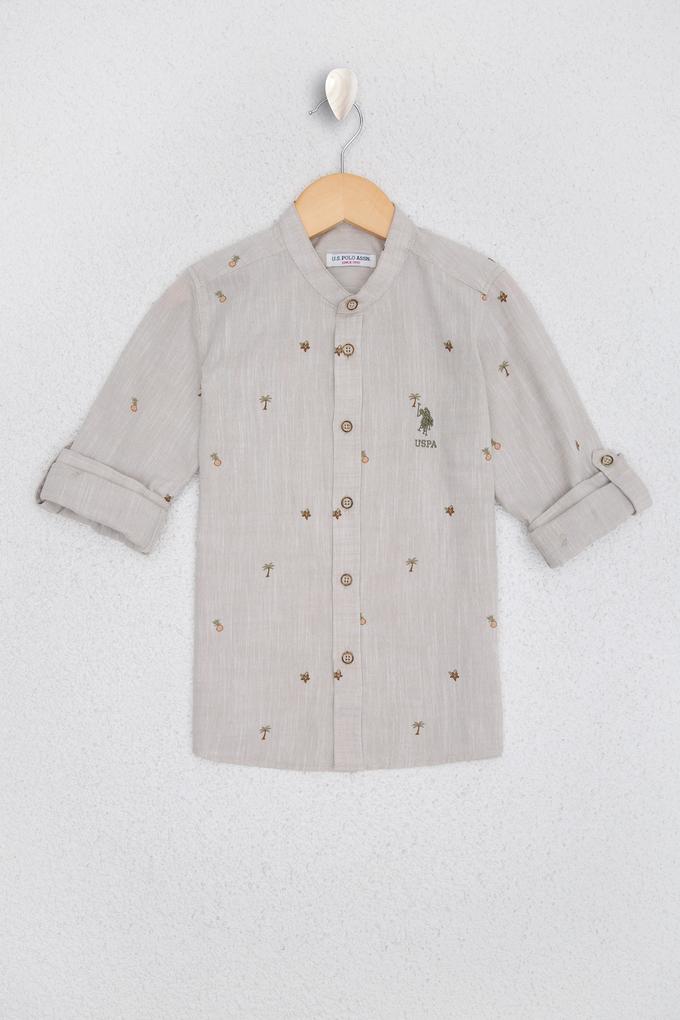 Erkek Çocuk Gri Gömlek Uzunkol