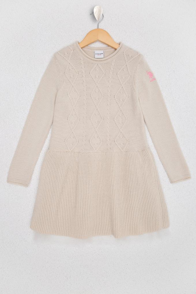 Kız Çocuk Beyaz Triko Elbise