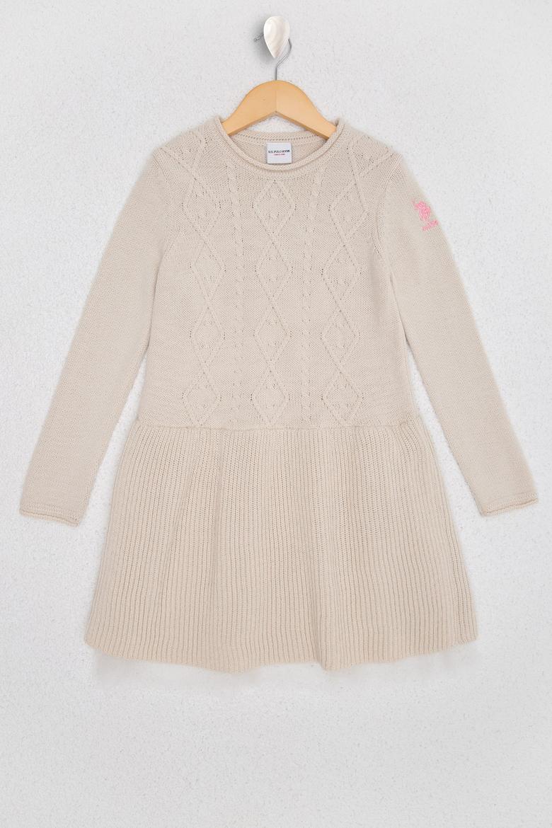 Kız Çocuk Beyaz Triko Elbise