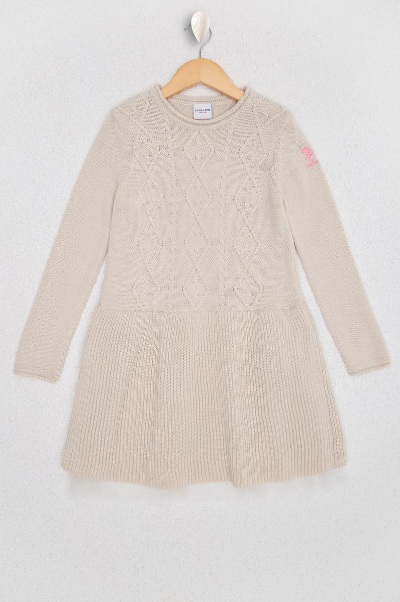 Kız Çocuk Beyaz Triko Elbise