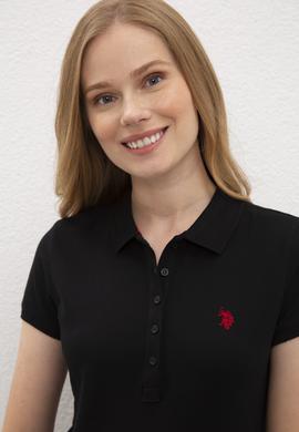 Kadın Siyah Basic Polo Yaka Tişört - 50222743058