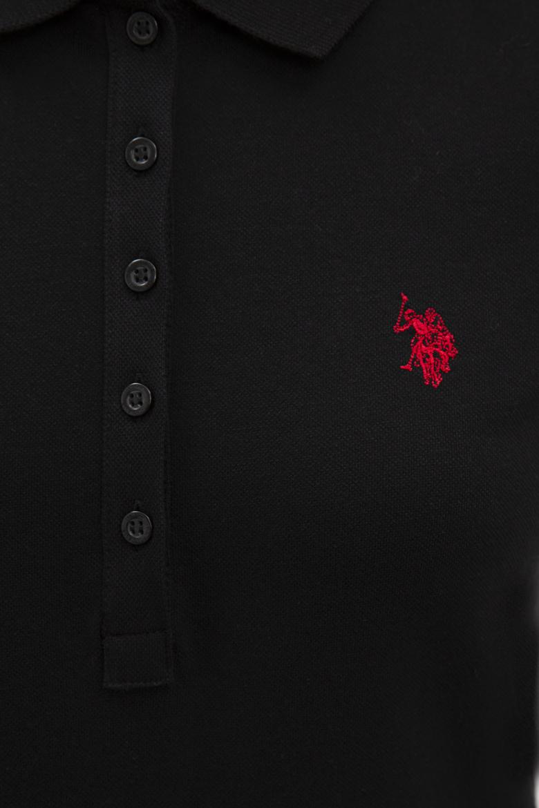 Kadın Siyah Basic Polo Yaka Tişört - 50222743058