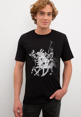 Erkek Siyah Bisiklet Yaka T-Shirt - 50200723026