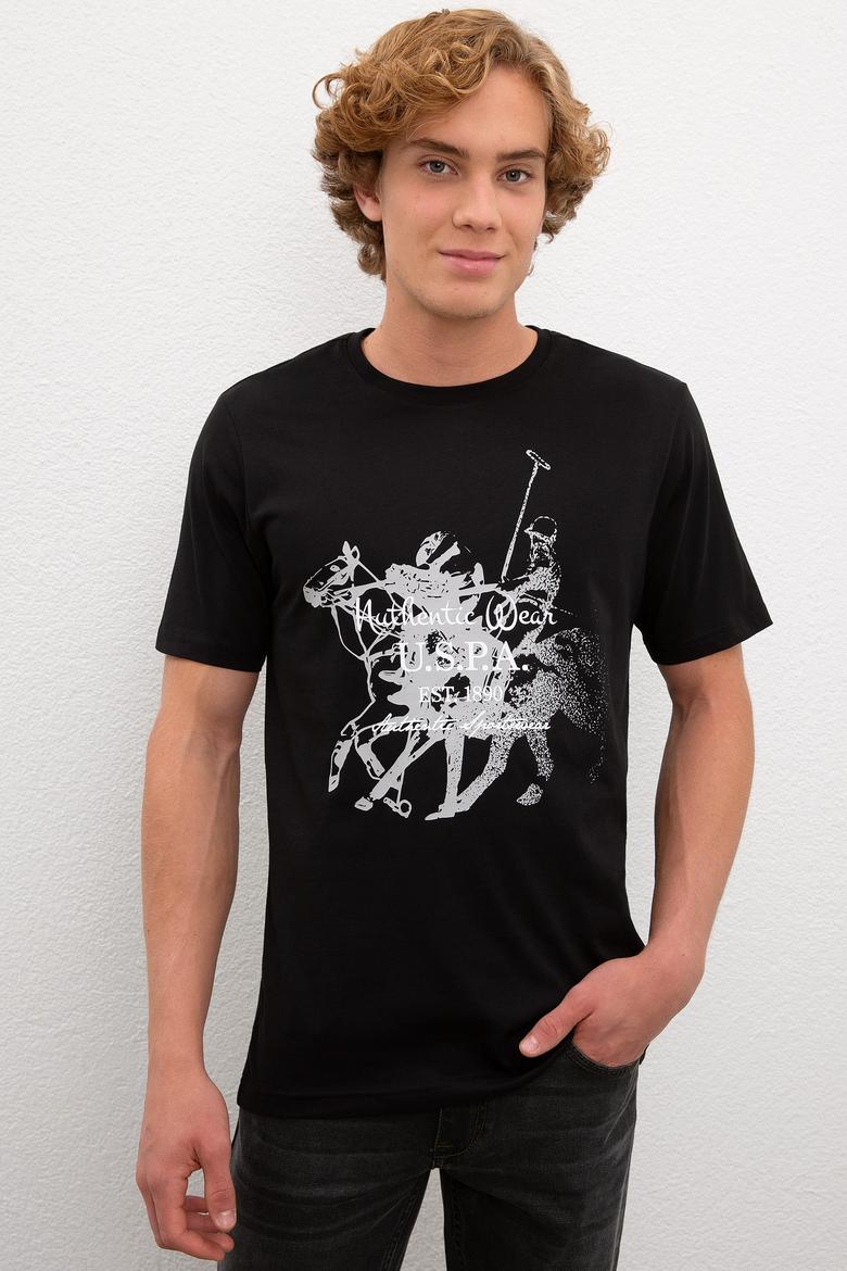 Erkek Siyah Bisiklet Yaka T-Shirt