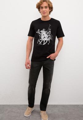 Erkek Siyah Bisiklet Yaka T-Shirt - 50200723026