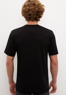 Erkek Siyah Bisiklet Yaka T-Shirt - 50200723026